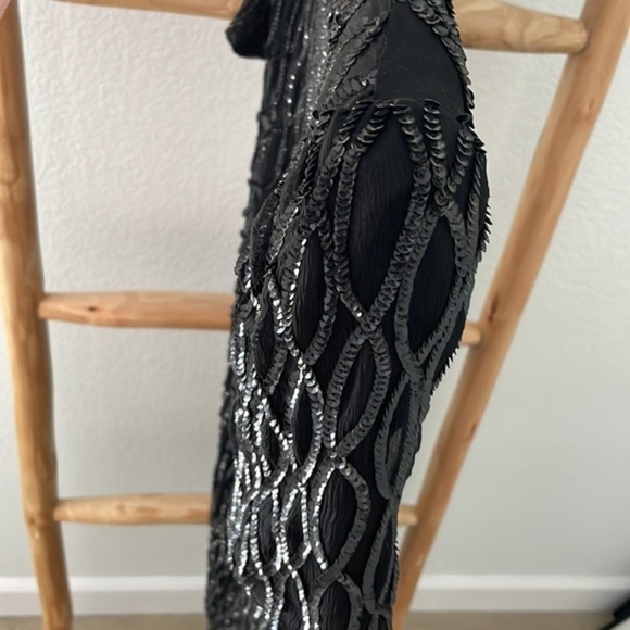 Vintage Lawrence Kazar New York 100% Silk Sequins & Beaded Cocktail Dress 0044 - Picture 7 of 10
